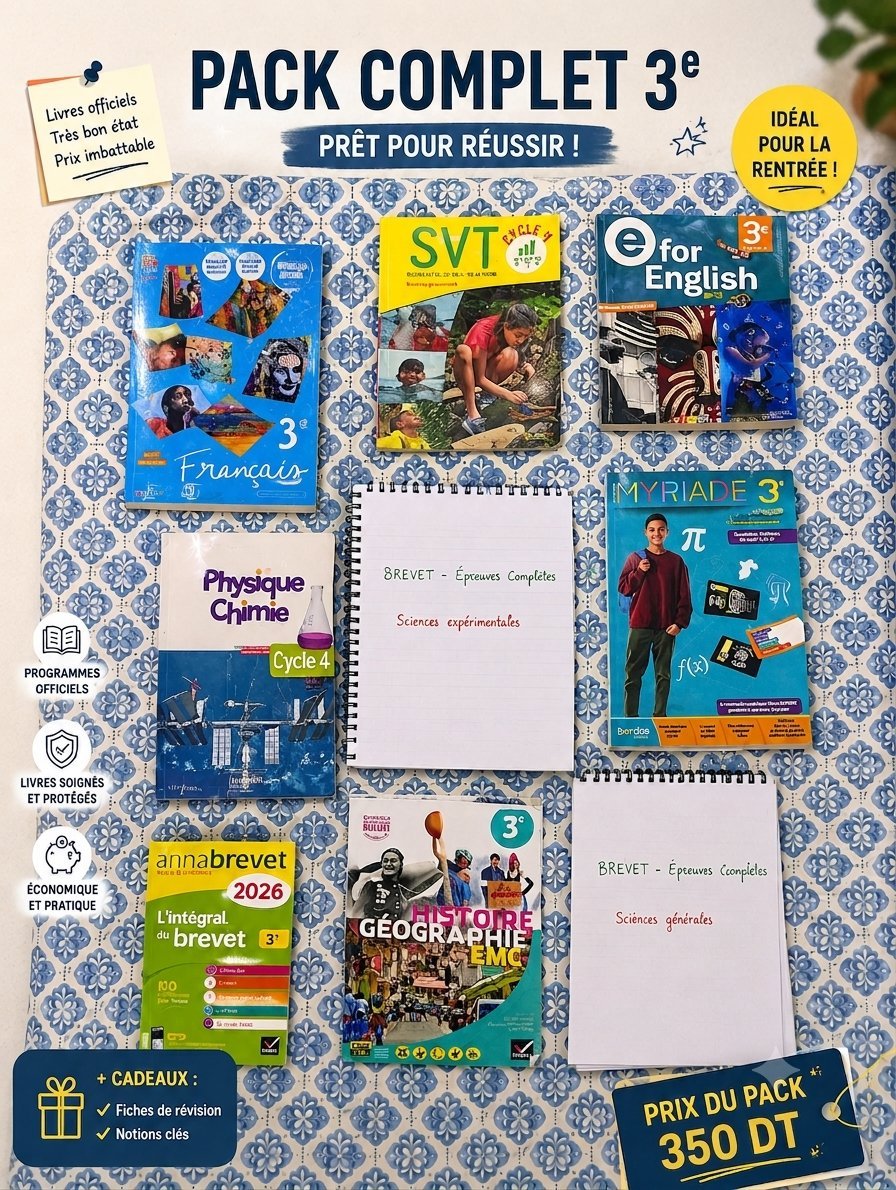PACK COMPLET 3ᵉ – LIVRES OFFICIELS + RÉVISIONS + CADEAUX