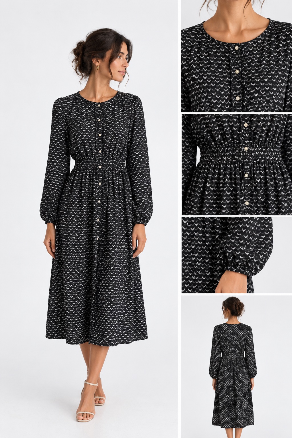 Robe GAP noire à motifs blancs – Taille L