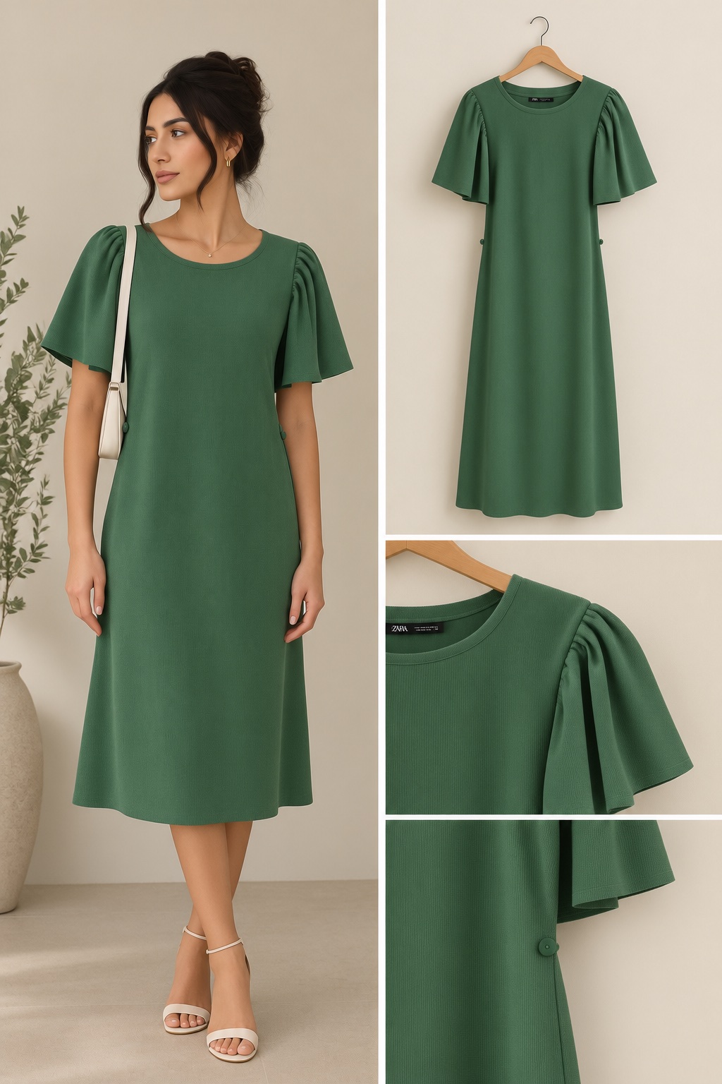 Robe Zara vert kaki/vert sauge 🌿