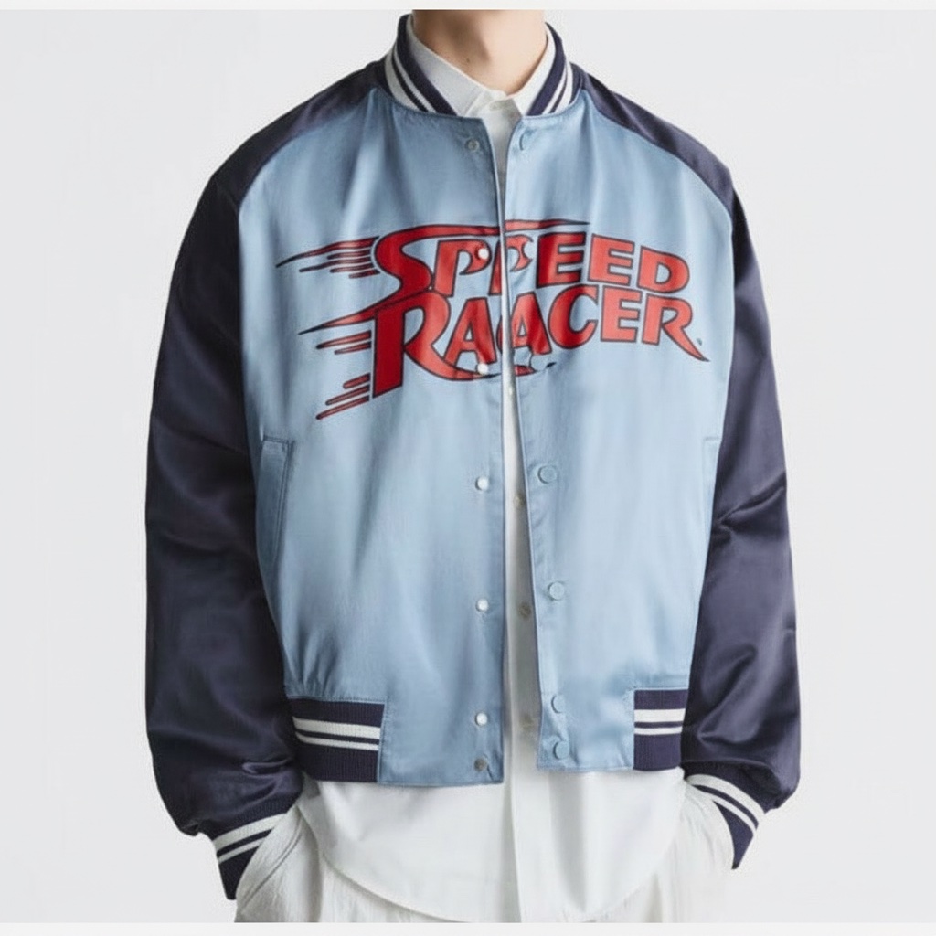 ZARA SPEED RACER TATSUNOKO PRODUCTION GRAPHIC BOMBER VARSITY JACKET MEN L/XL NWT