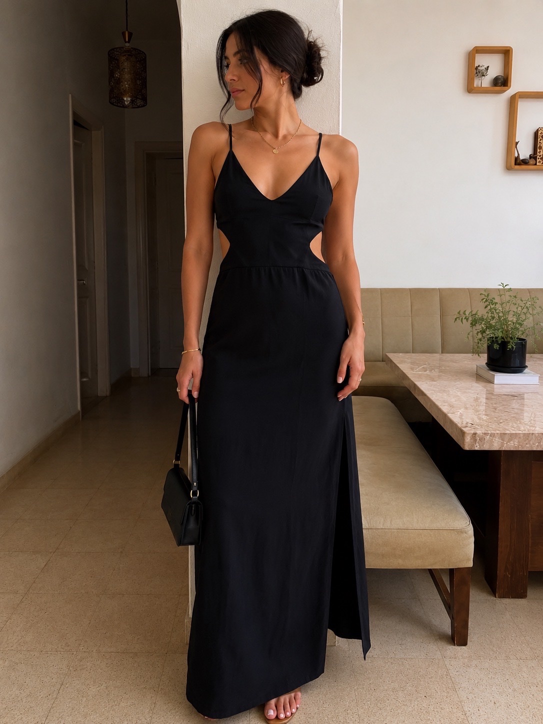 Robe longue noire Calliope – Taille S
