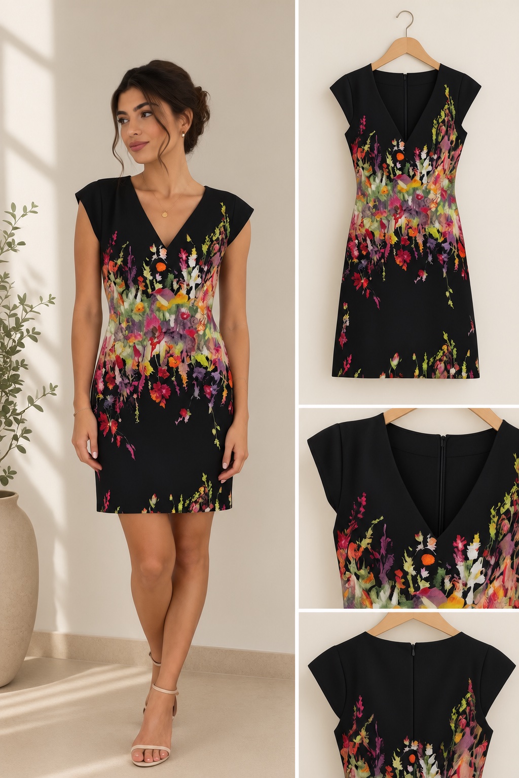 🌸 Robe noire fleurie