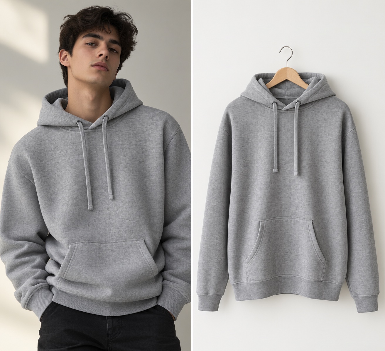 Sweat à capuche gris chiné – Taille L