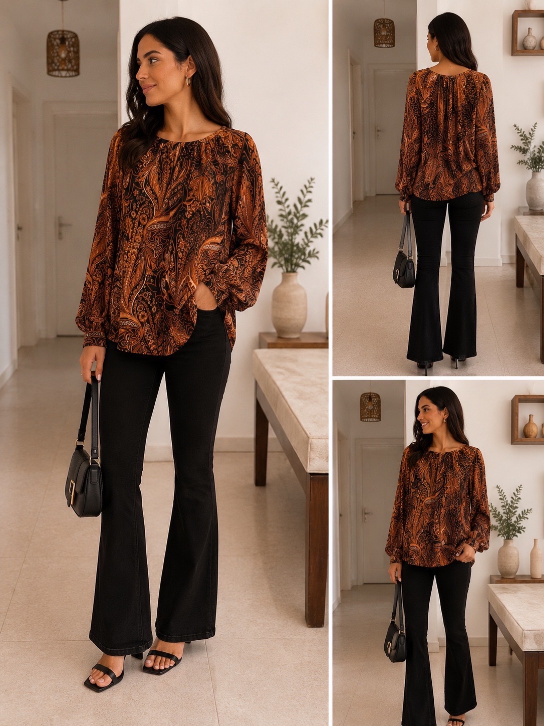 🍂 Blouse H&M imprimée Paisley – Chic & Élégante 🍂