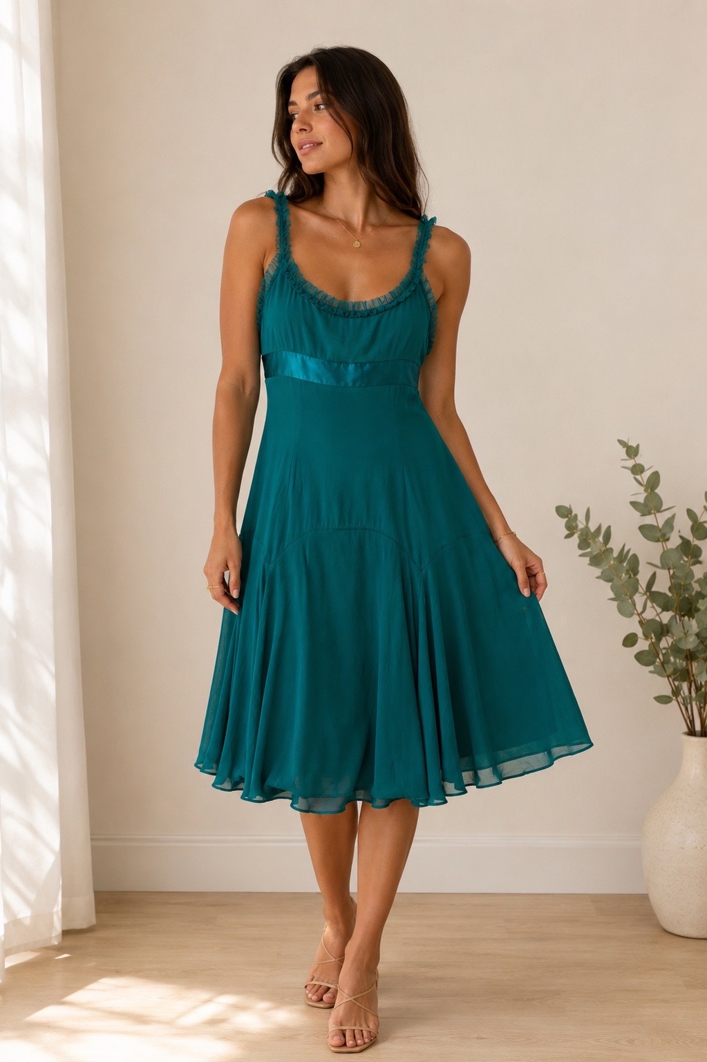💚 Robe fluide vert émeraude
