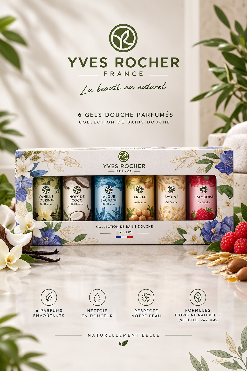 ✨ Coffret Yves Rocher – 6 Mini Gels Douche