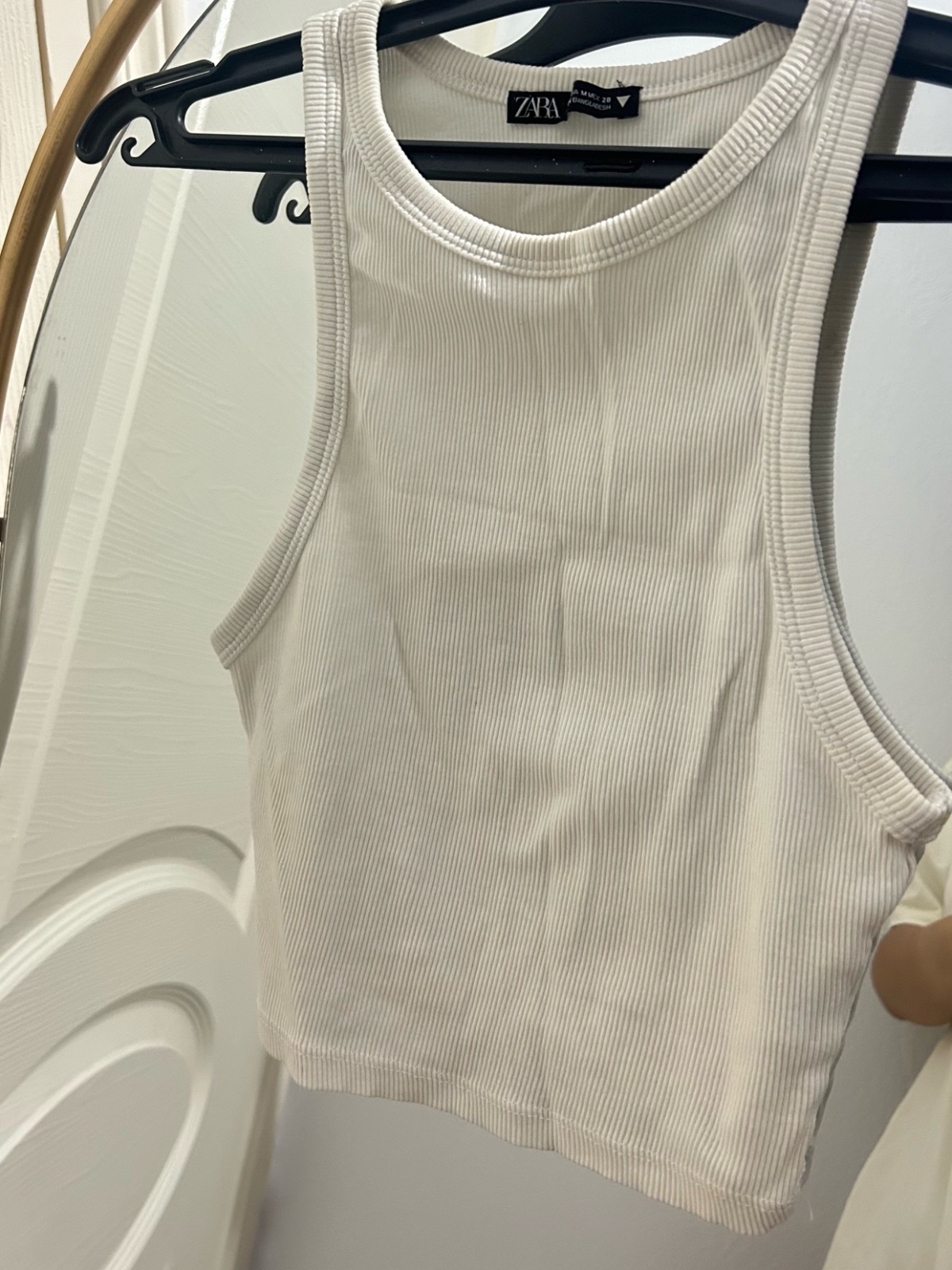 Débardeur crop top côtelé blanc Zara