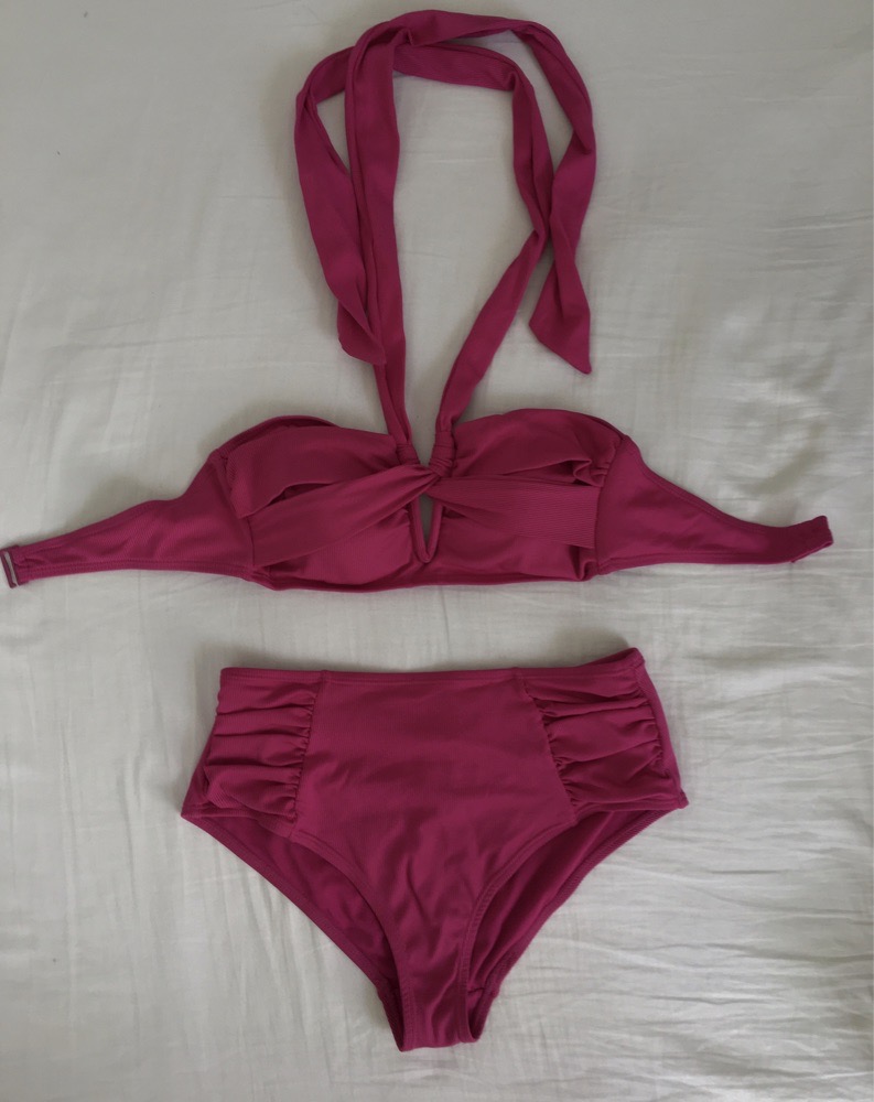 Bikini Rose taille haute