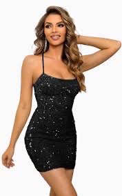 Robe de soirée noire en sequins 