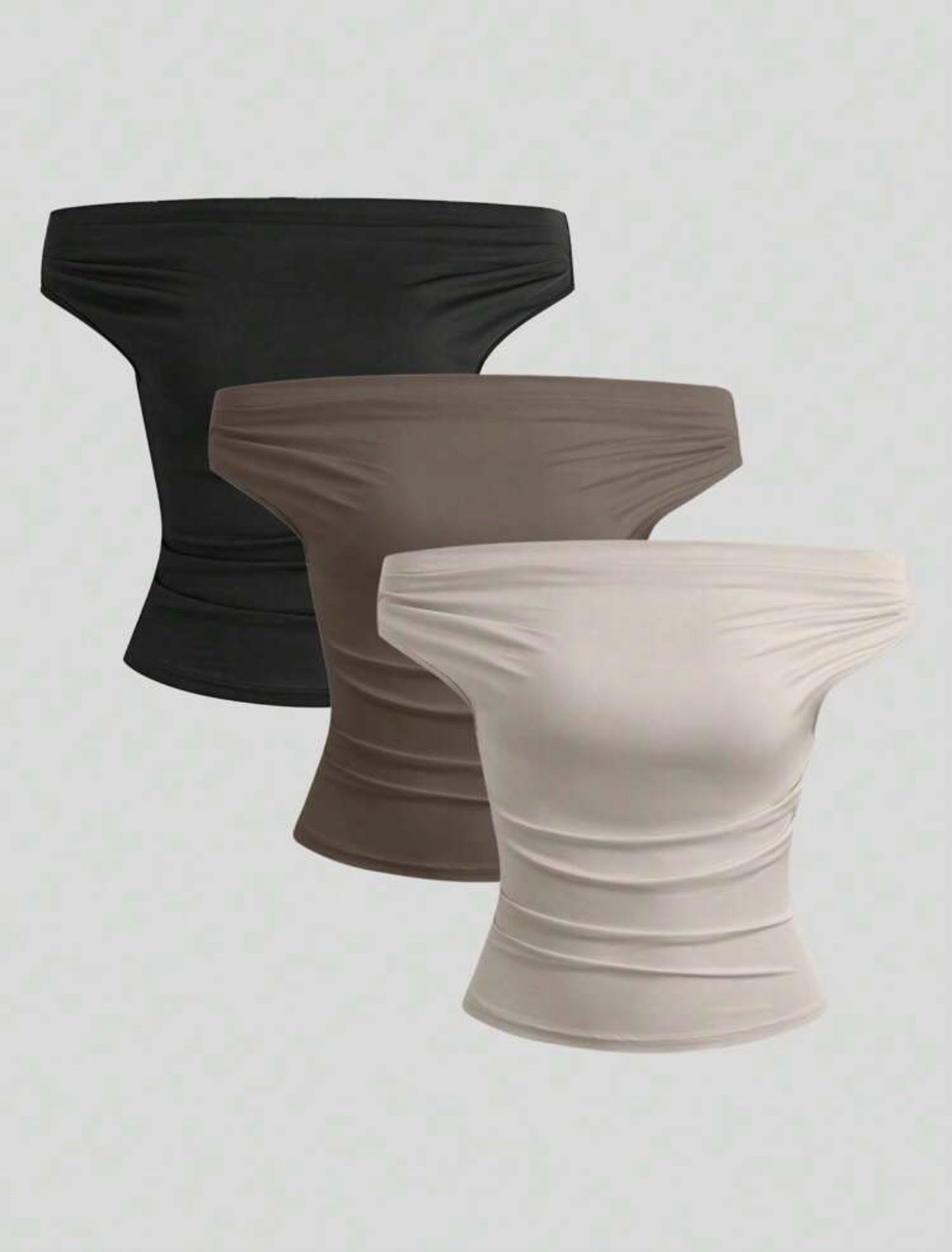 Lot de 3 hauts moullant col bateau