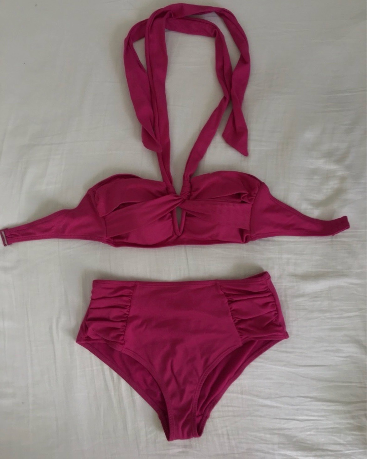 Bikini rose taille haute