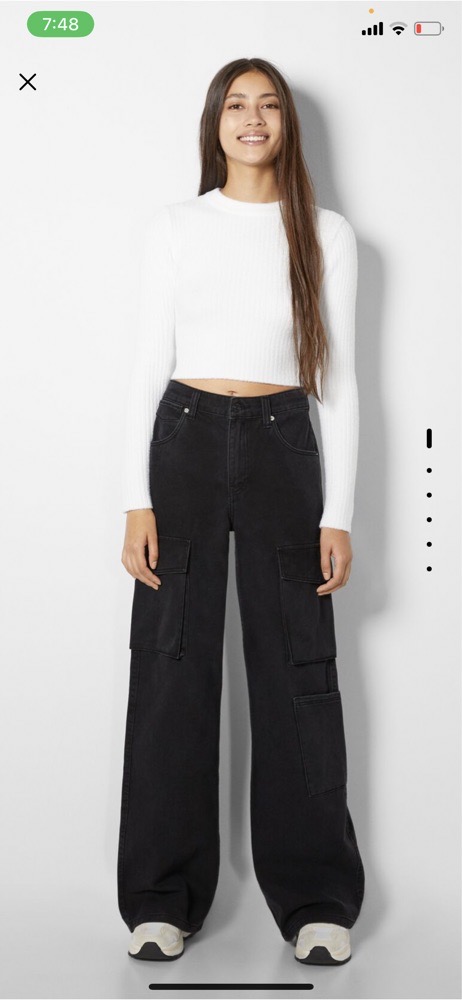 jean noir cargo bershka