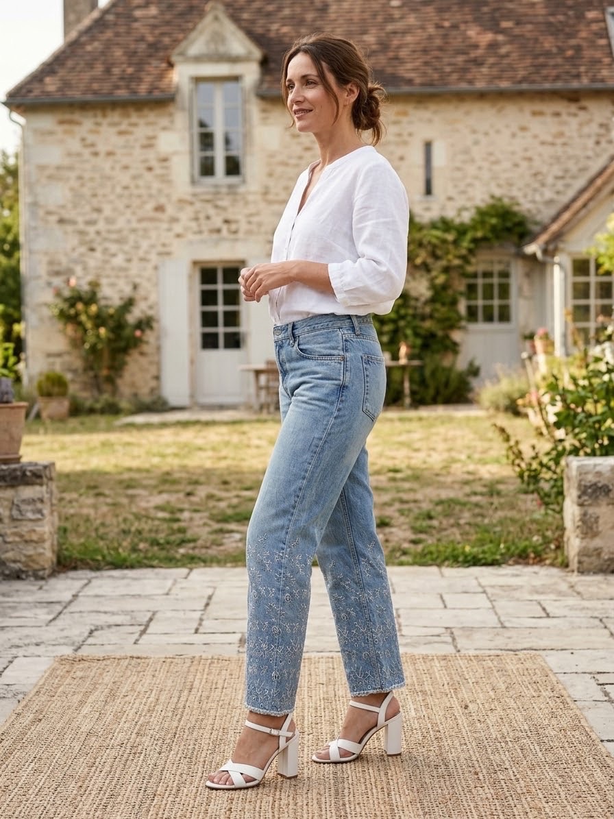 Jean Zara brodé broderie anglaise