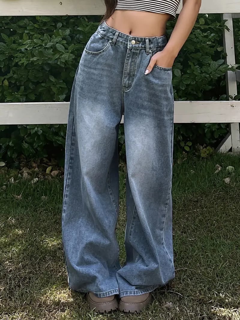Jean jupe culotte taille haute