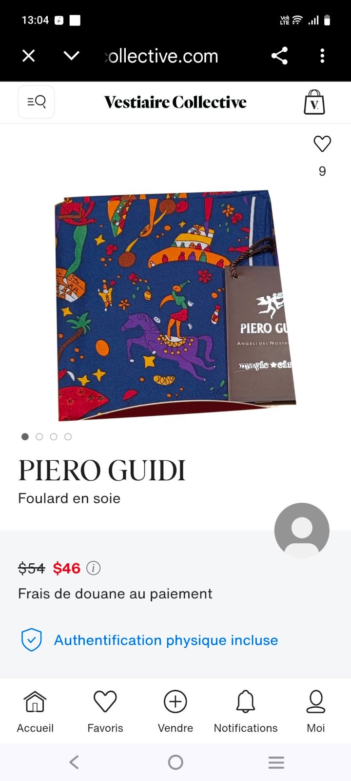 Foulard en soie Piero Guidi 
