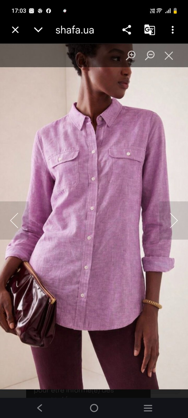 Chemise lin couleur lilas
