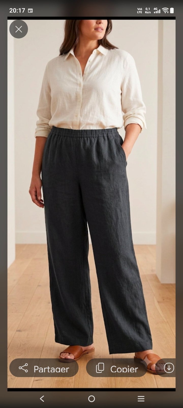 Pantalon large en lin taille 44/46