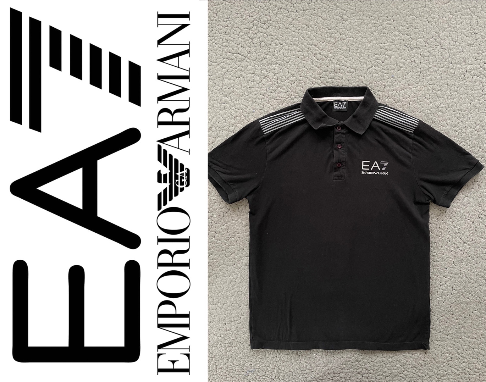 Polo homme noir EMPORIO ARMANI EA7 a logoTaille M