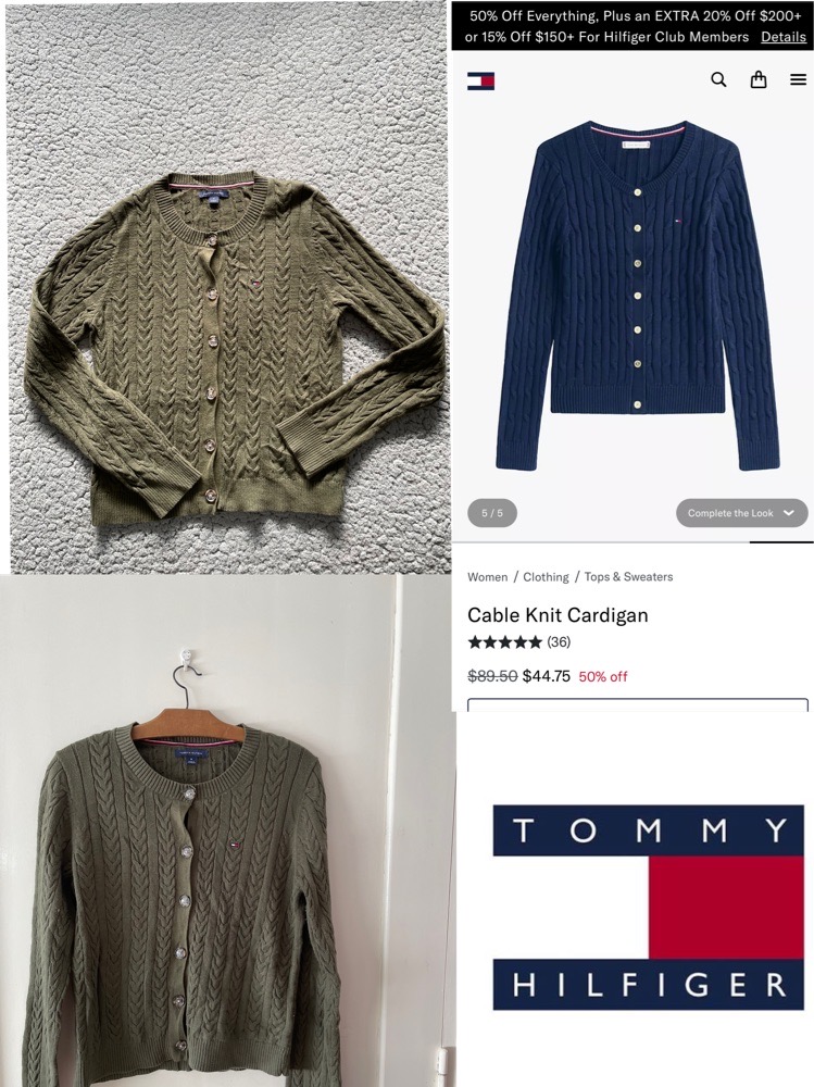 Pull en coton vert Tommy Hilfiger authentique
