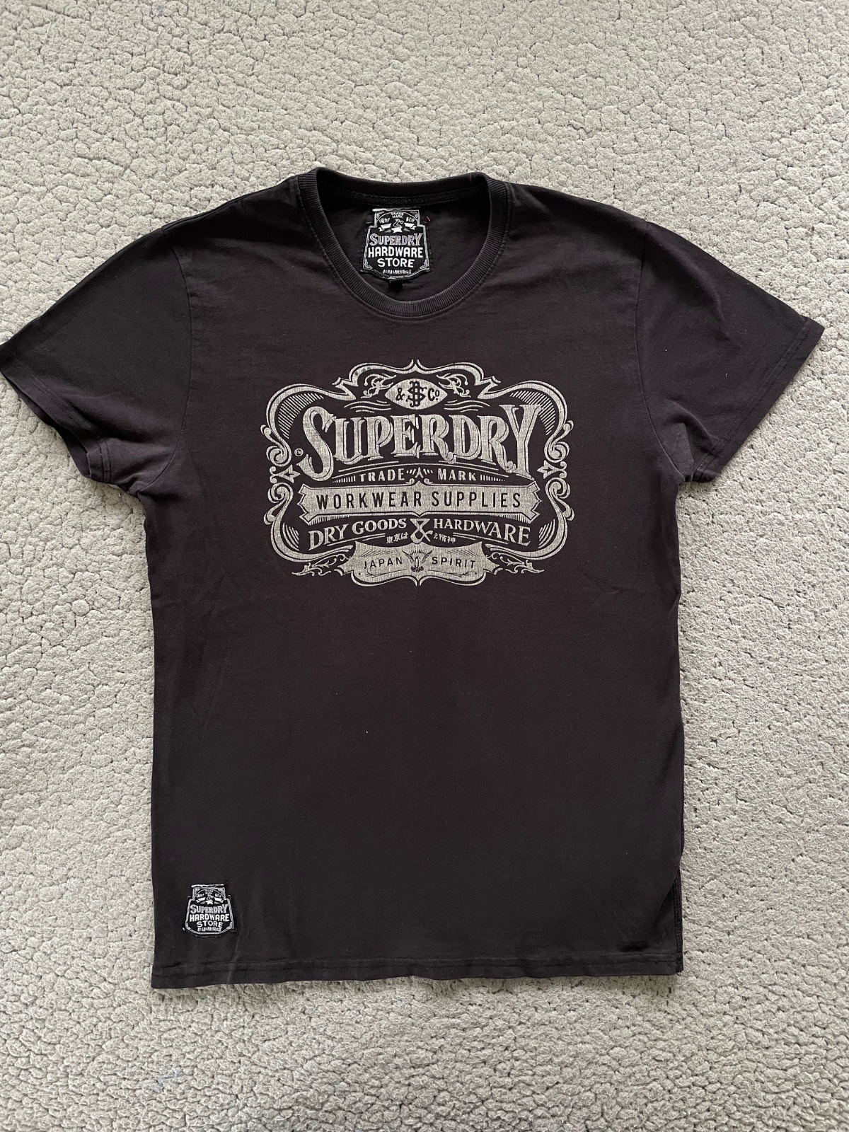 T-shirt SUPERDRY Homme noir a logo Taille L 