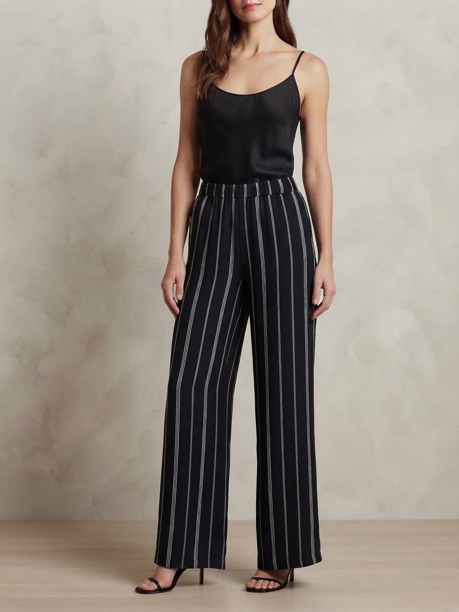 Pantalon chic et fluide à rayure
