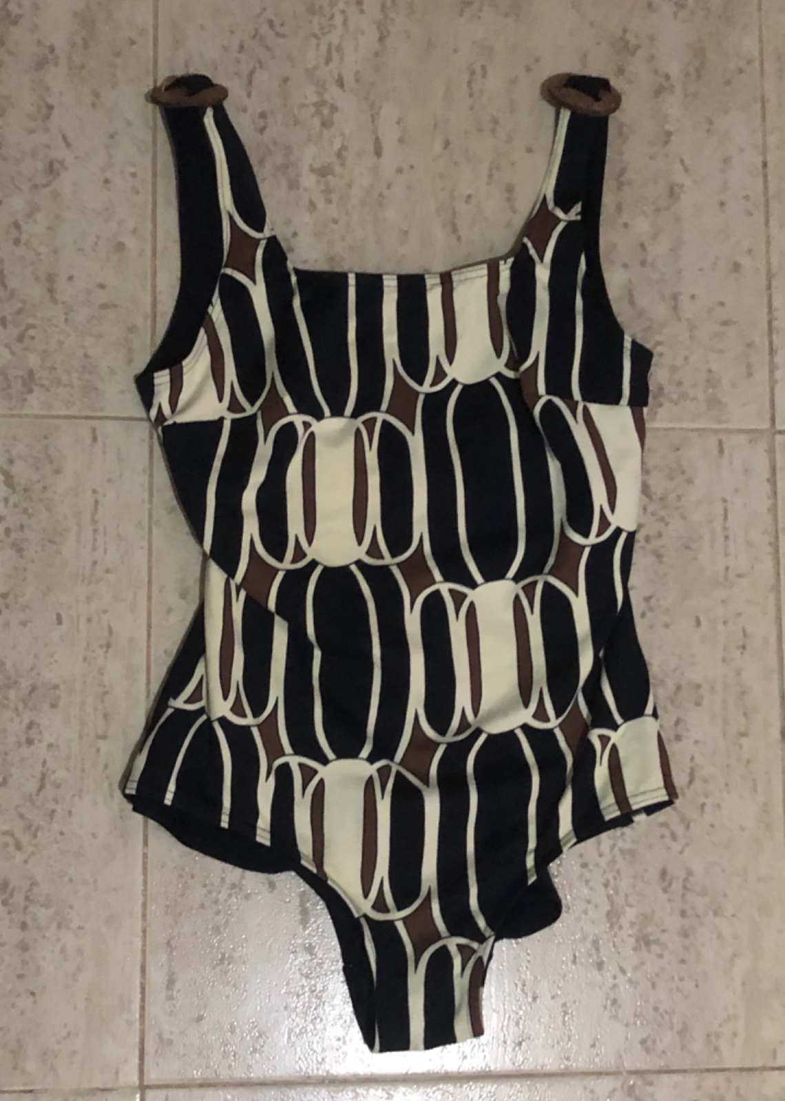 Maillot de bain une pièce vintage / motif géométrique