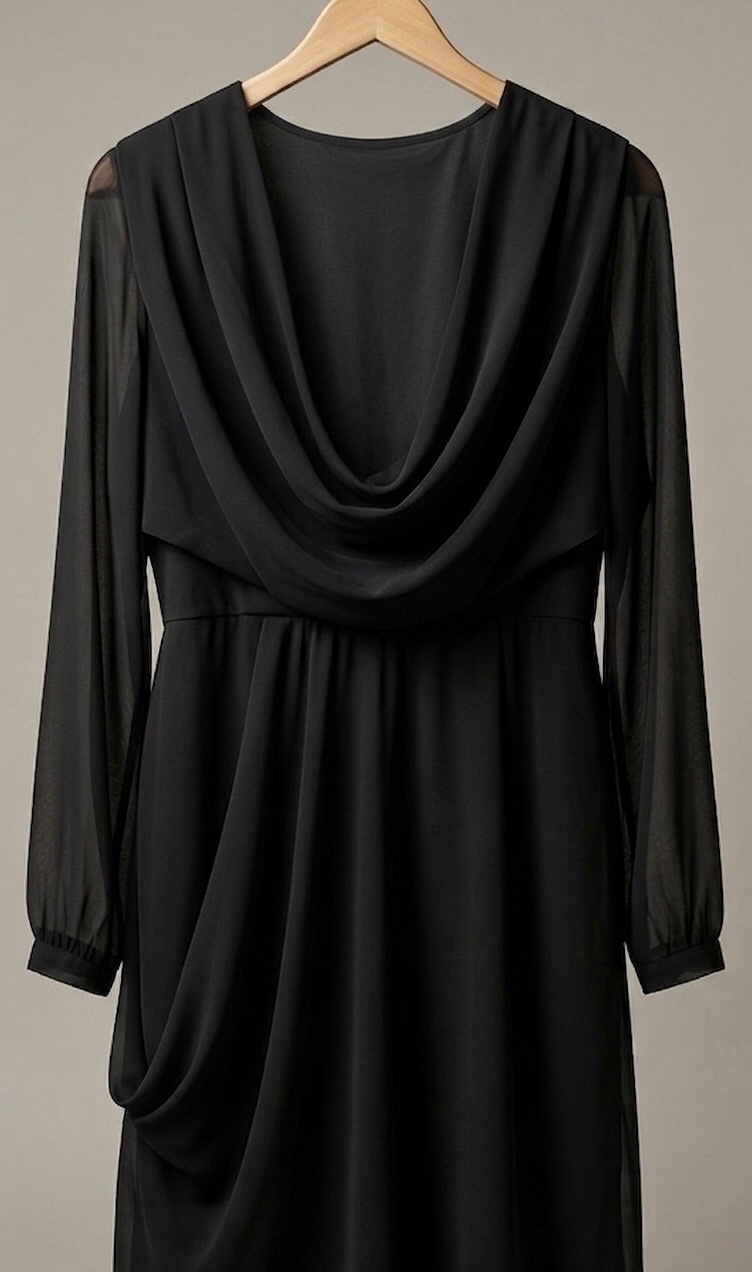 Haut chic noir ample avec col drapé
