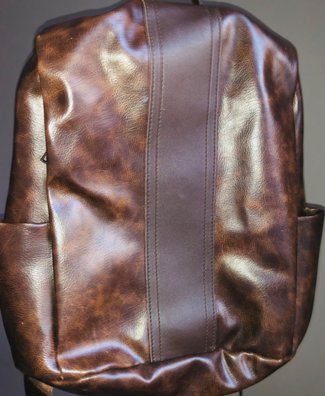 Sac à dos en similicuir marron style vintage