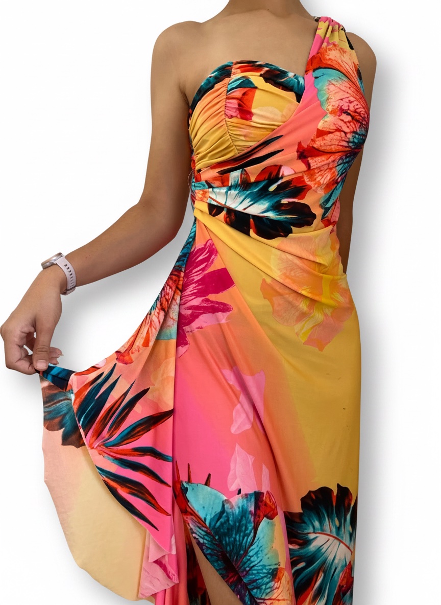 Robe multicolores effet satiné💐