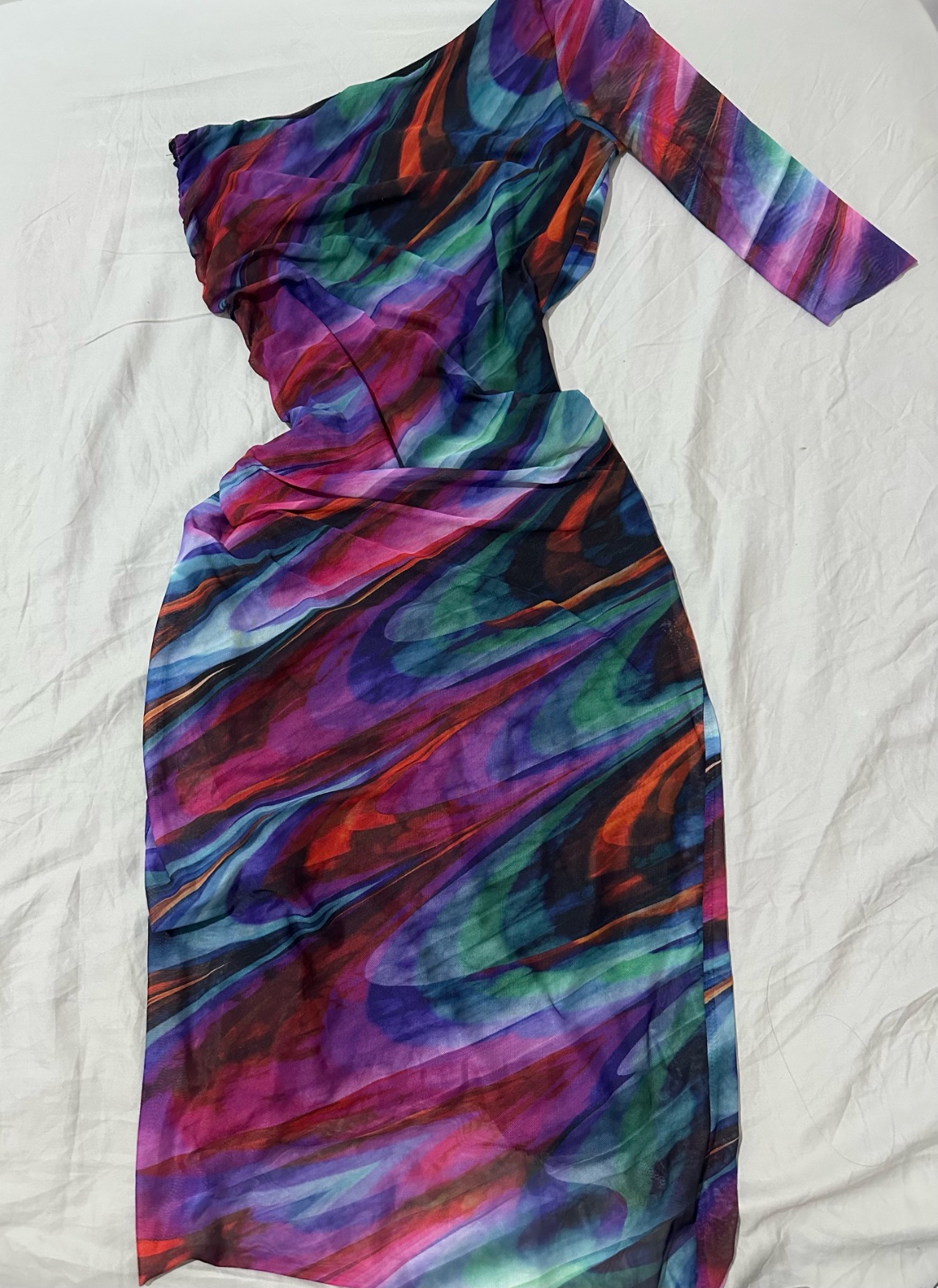     Robe asymétrique multicolore