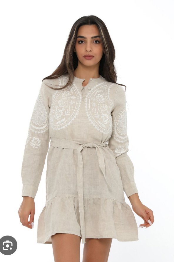 Robe chemise beige