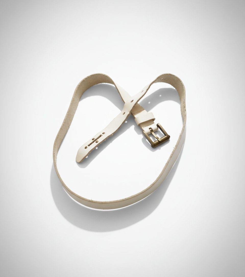 Ceinture en cuir véritable blanc 42/44