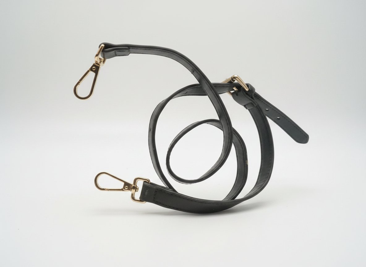 Bandoulière en cuir véritable noir 