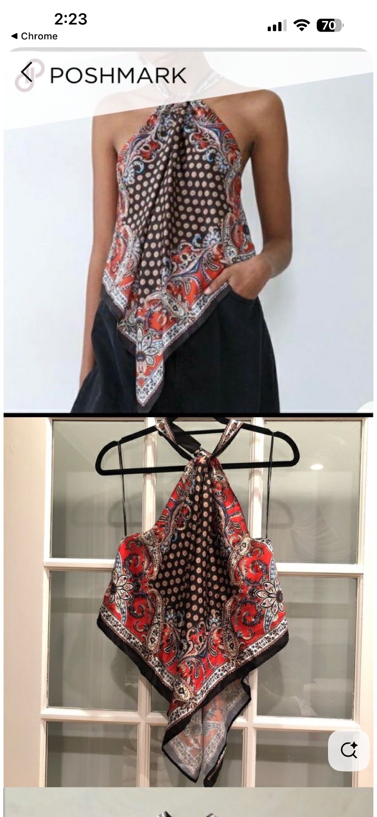 Haut zara satiné style foulard