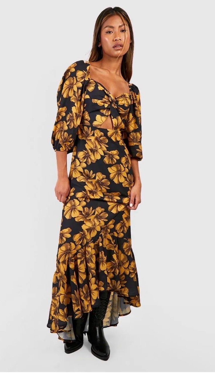 Robe longue fleurie a volants 