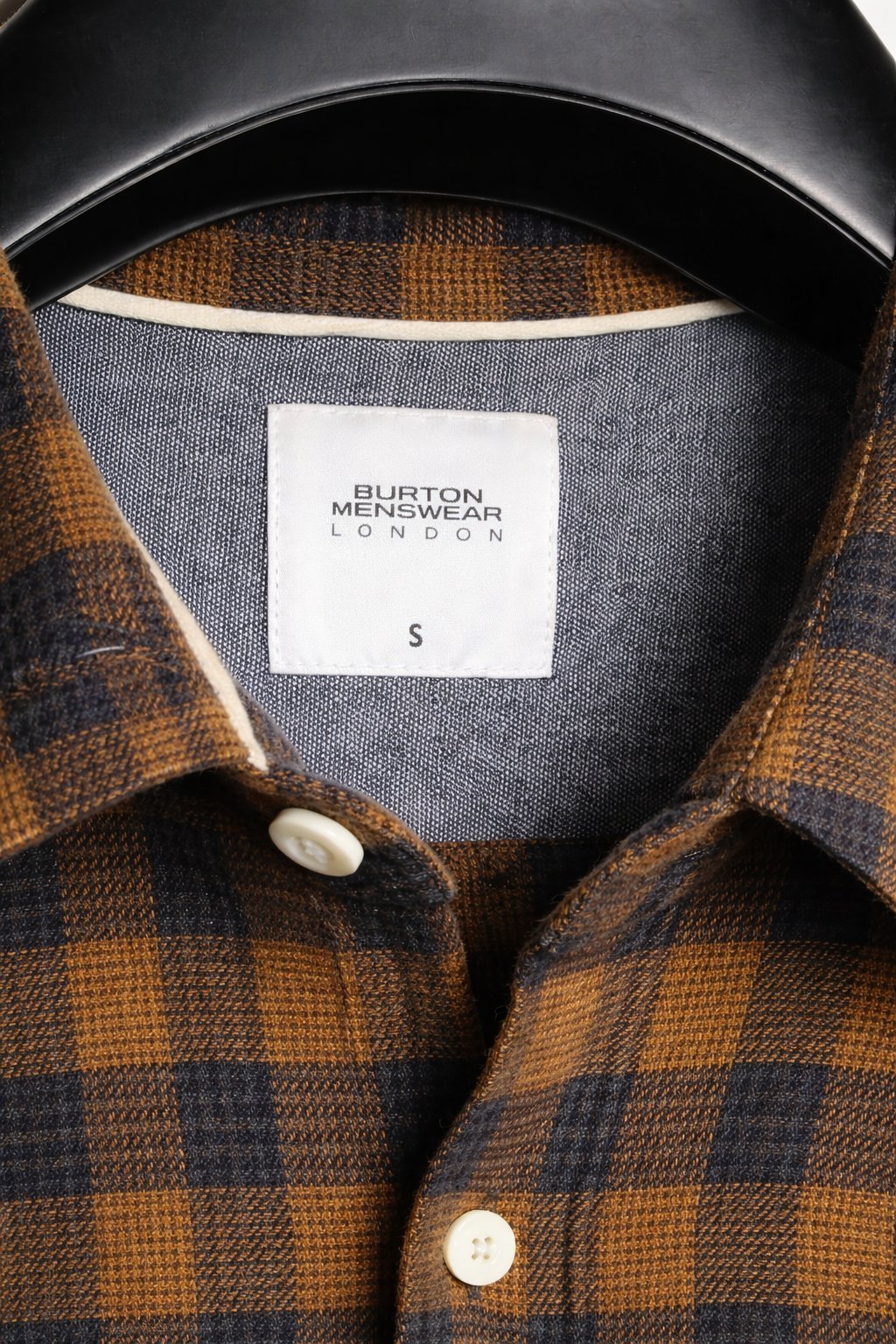 Chemise à carreaux marron et bleu – Burton Menswear London – Taille S
