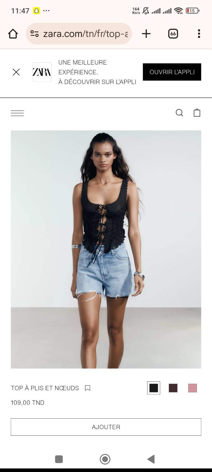 Top noire Zara 