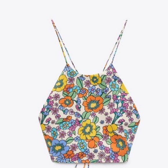Crop top floral zara 