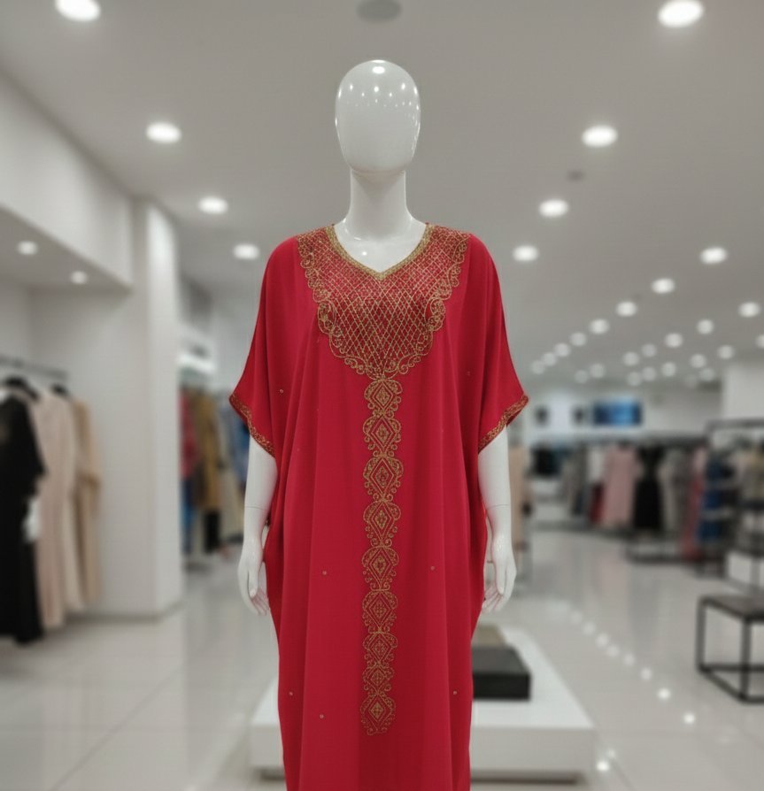 Caftan rouge corail vif 