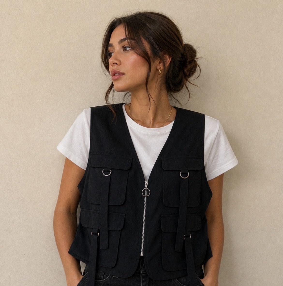 Zip up pocket tank jacket