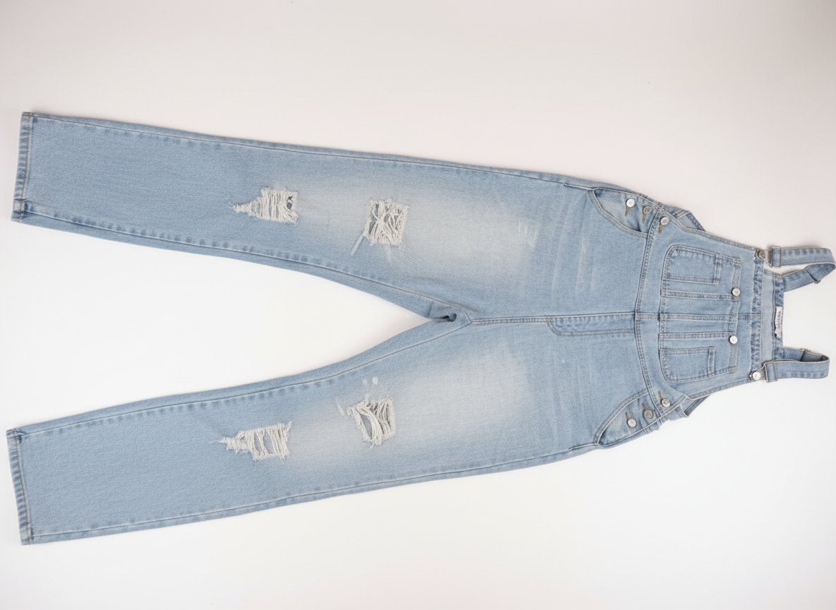  une salopette en jean en bon état