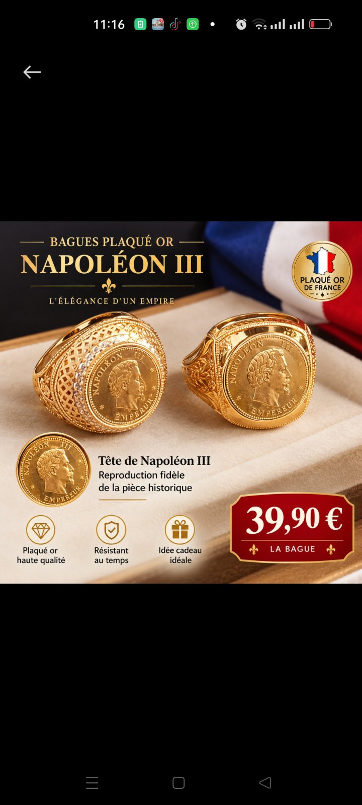 2 bagues neufs en plaque or (مطبوع)