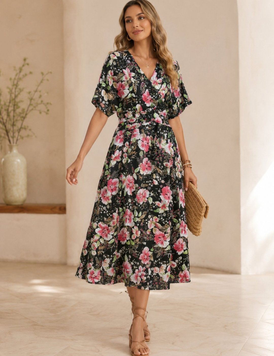Robe chemise midi foulard imprimé