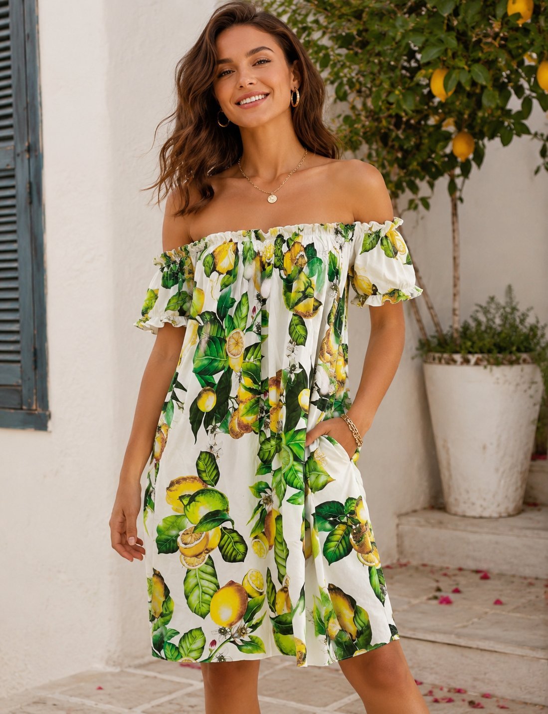 Robe imprimée citron très tendance 