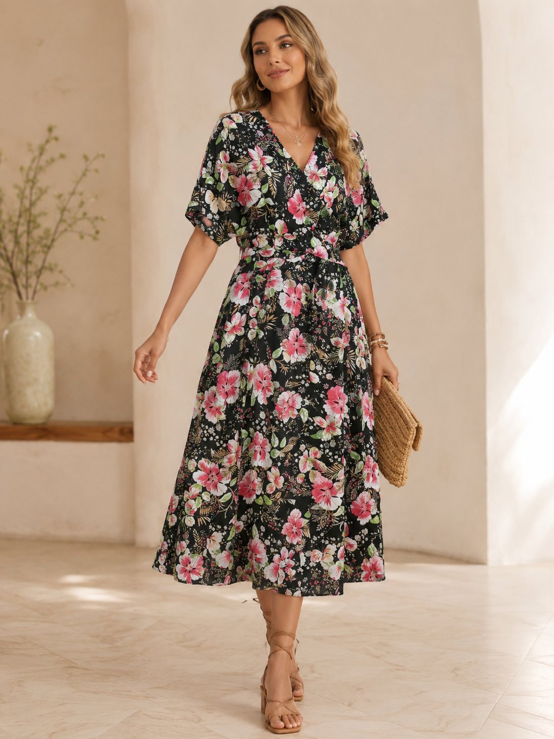 Robe croisée foulard 