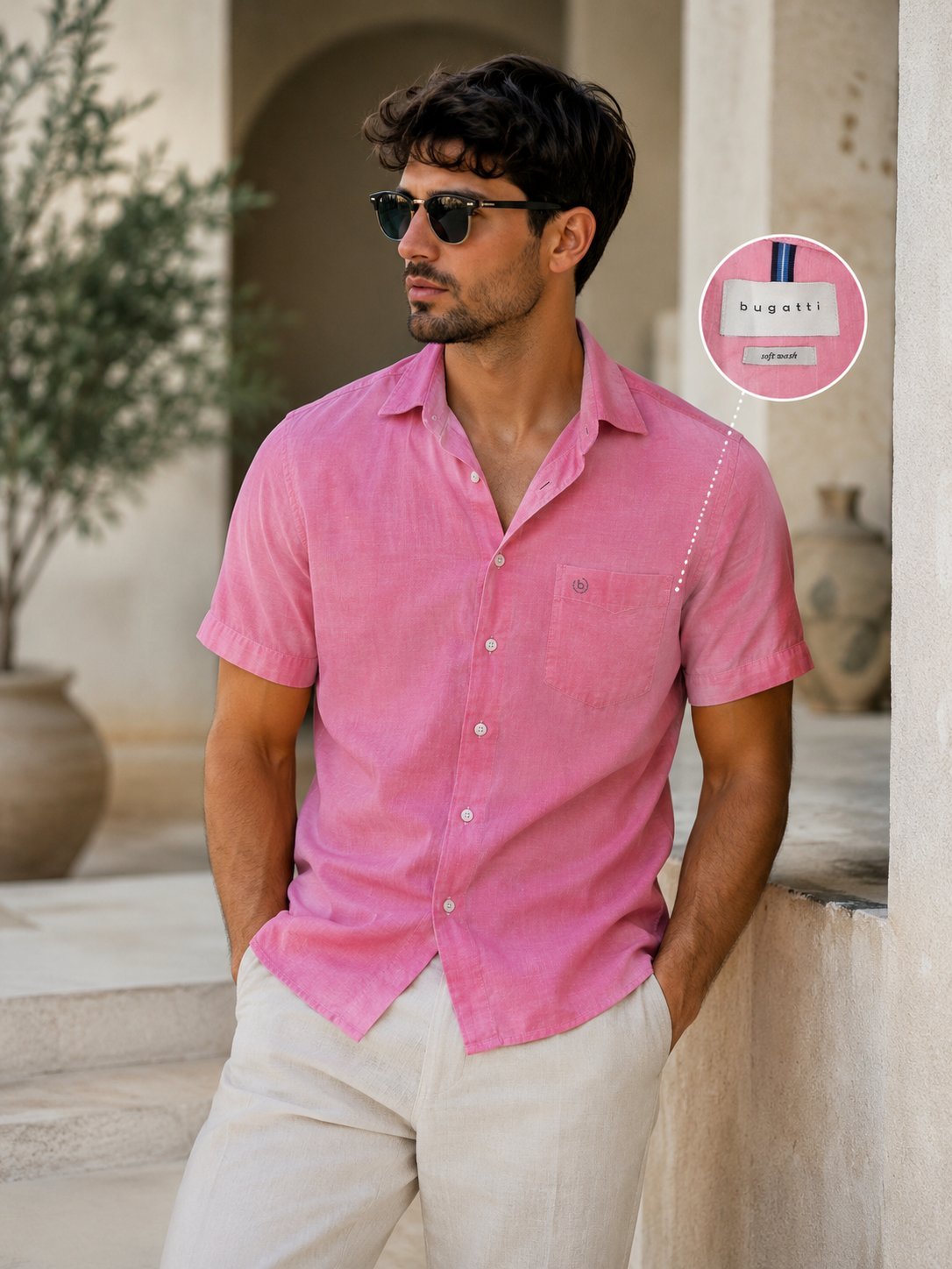  Chemise homme corail de la matque italienne Bugatti 