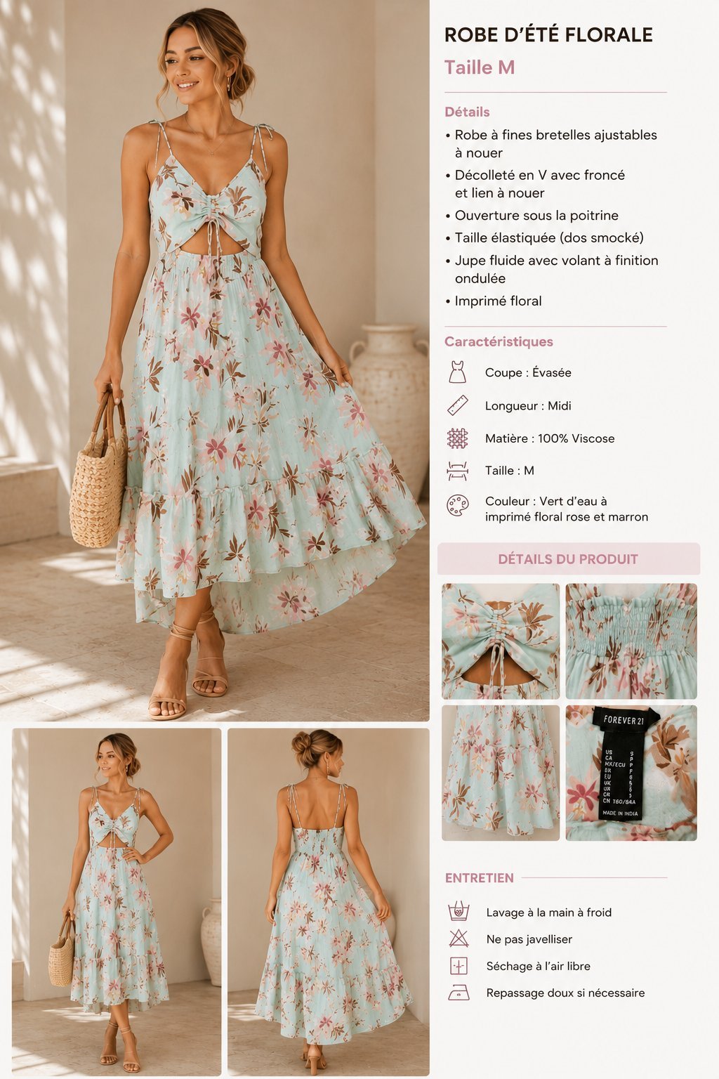 Robe forever 21 vert d'eau 