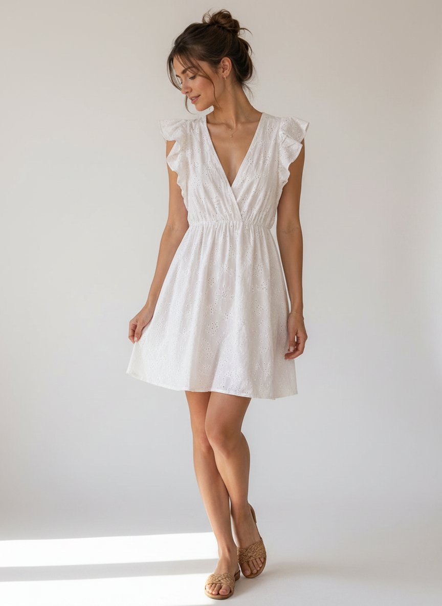 Robe courte broderie anglaise blanche 