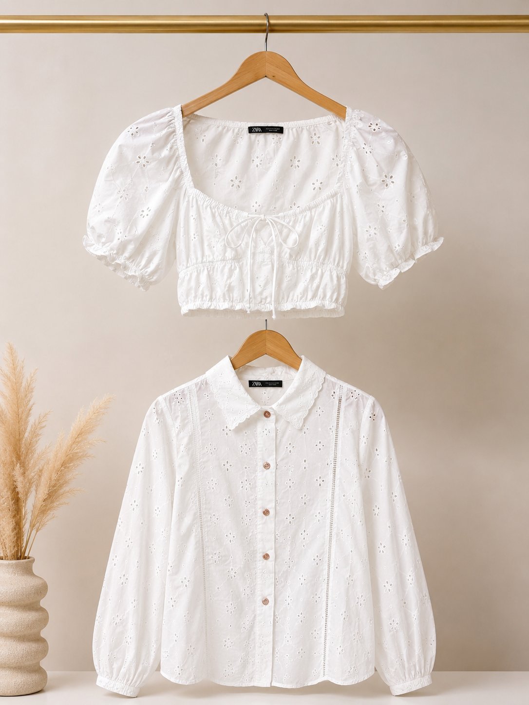 2 chemises zara broderie anglaise 