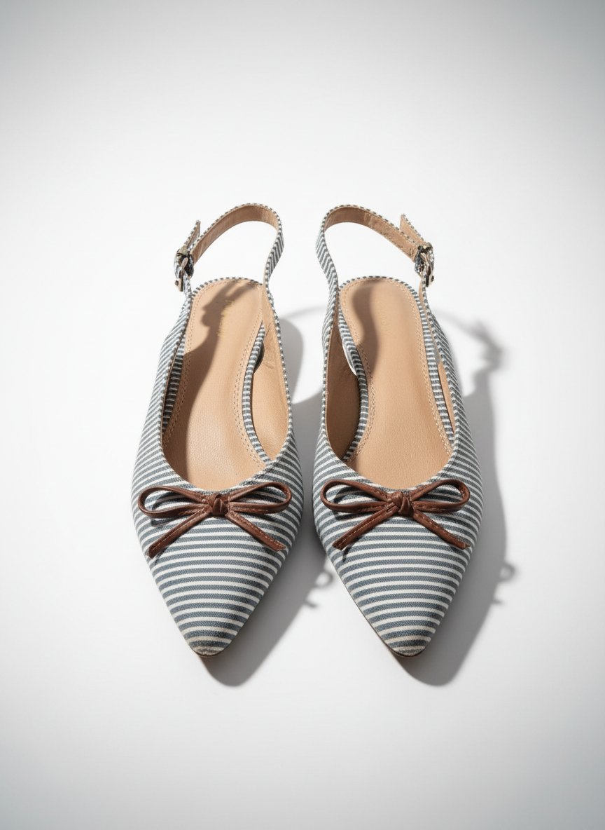Escarpins authentique rayée Demi talon 